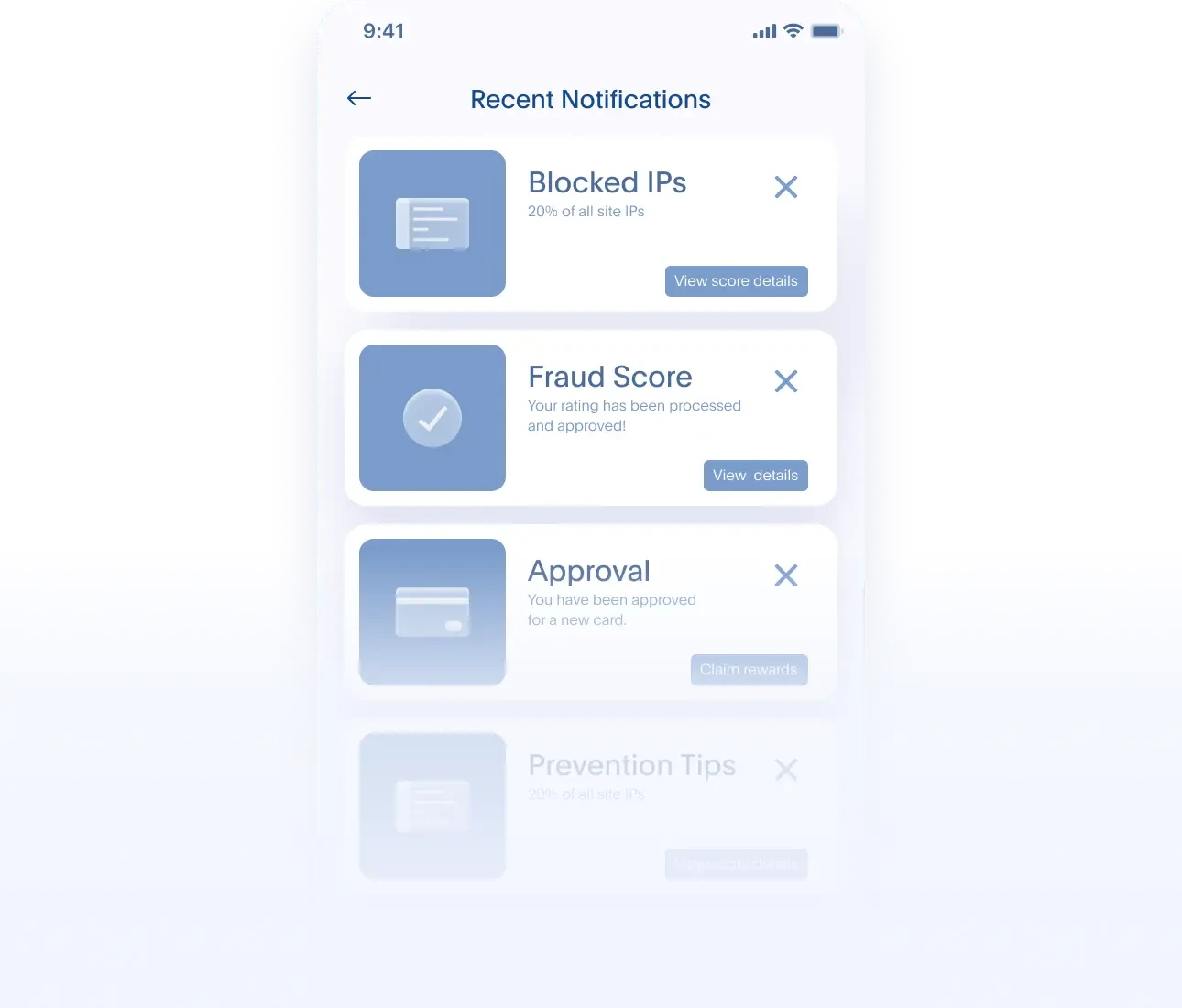 phone screen displaying fraud metrics